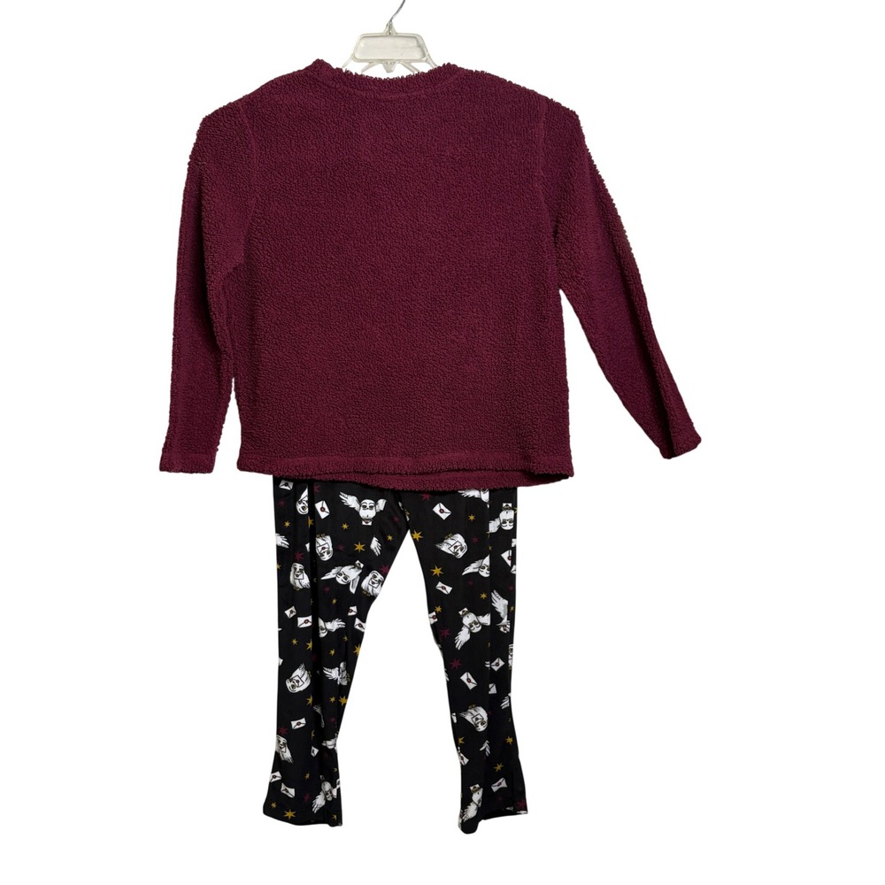 Harry Potter Pajama Set Womens Large Burgundy Brick Hedwig Sherpa Fleece 2pc - Picture 4 of 12